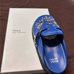 TOGA Royal Blue Embellished Mules